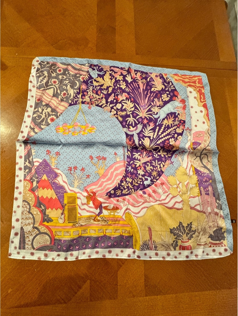 Vintage Style Decorative Square Silk Scarf with Colorful Pattern 351